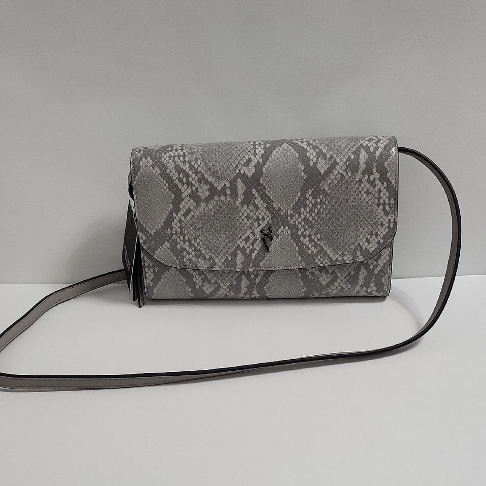 Vera Wang Gray Snakeskin Crossbody Bag
